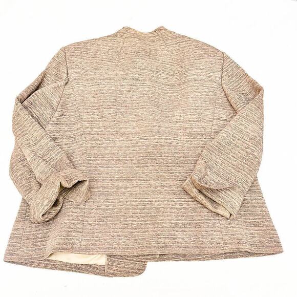 Due Per Due Brown Tweed Textured Blazer Brown Jacket Flower Accent Size 20 - Picture 7 of 8